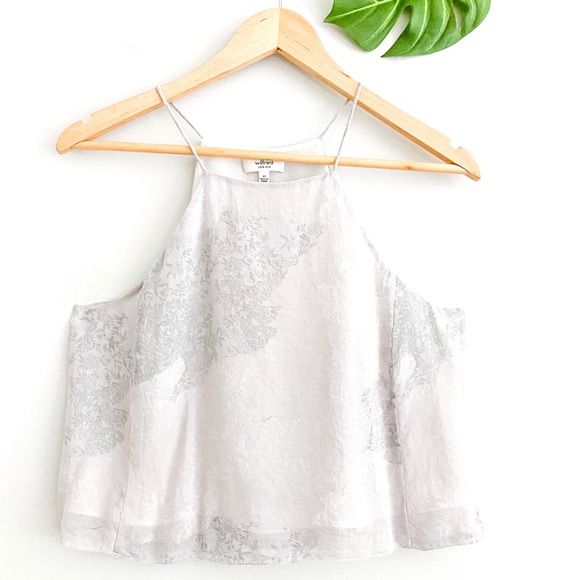 Wilfred Tops - WILFRED Grey Printed Spaghetti Strap Silk Top